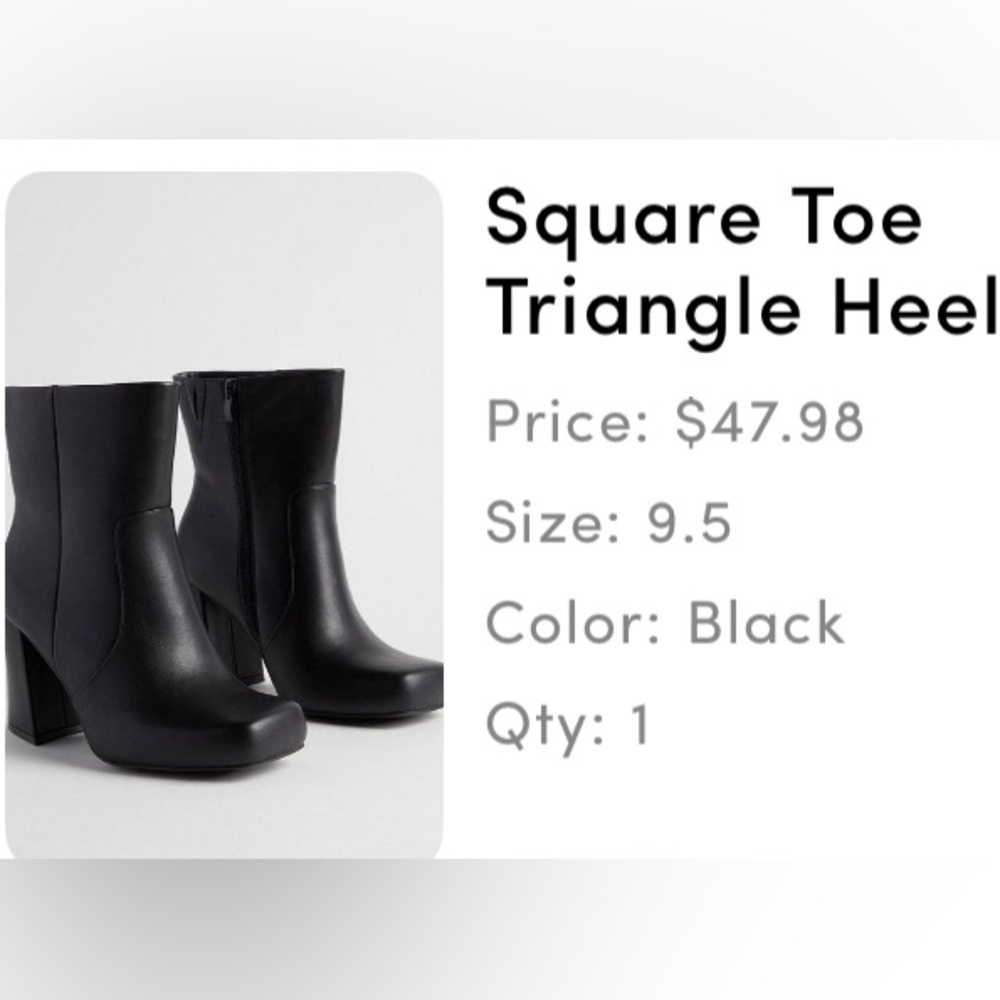 Torrid Black Square Toe Triangle Heel Boots